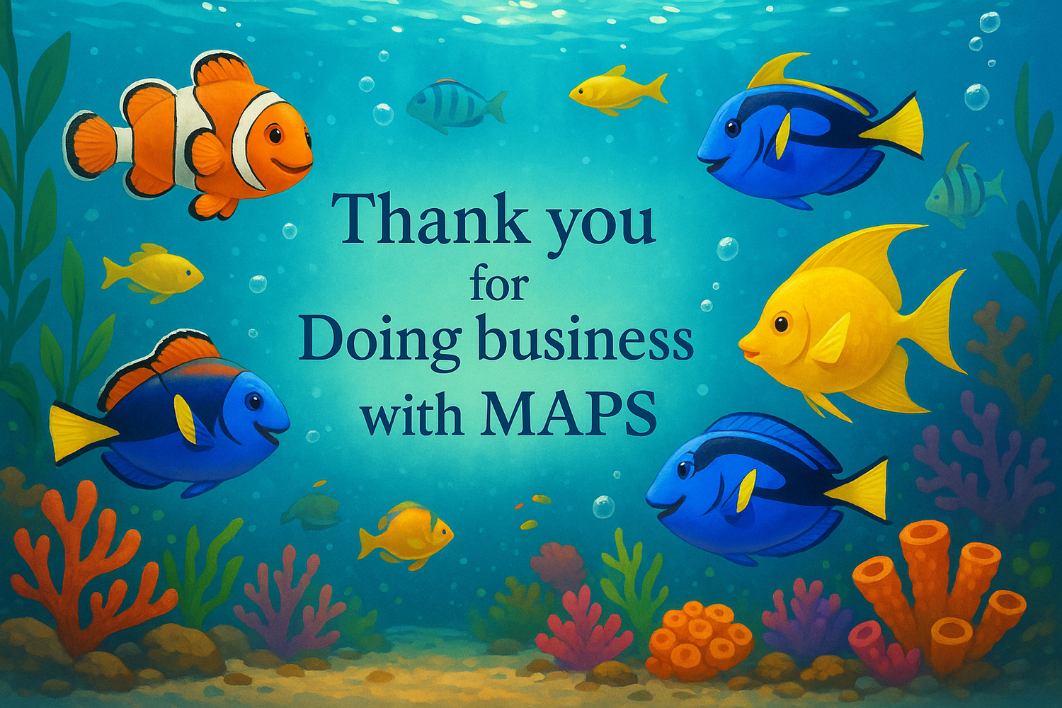 keep picture and add word in the middle : Thank you for Doing business with MAPS